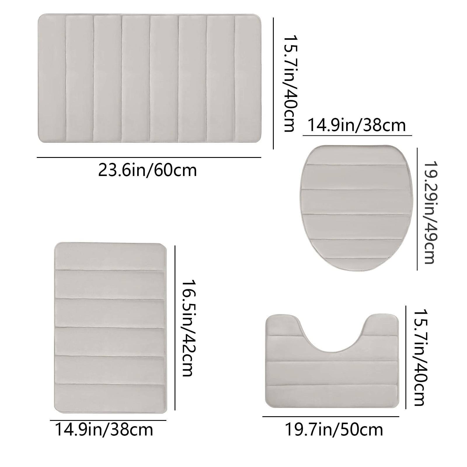 Memory Foam Toilet Rug, Non-Slip Bathroom Rugs, Toilet Rugs U Shaped Washable, Commode Contour Rug, Soft Comfortable Super Water Absorption #4_Beige — image 3