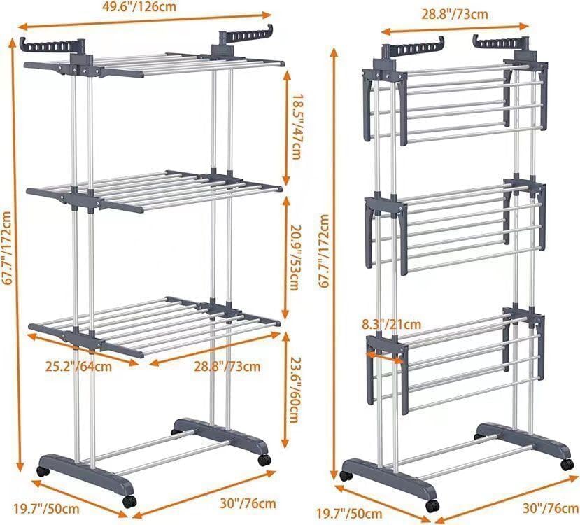CARLA HOME Folding Clothes Drying Rack with Wheels and Adjustable Side Wings for Laundry Rack and Clothes Storage (Upgraded Model) — image 2