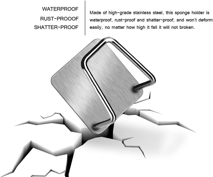 Sponge Holders for Kitchen Sink Adhesive Sponge Holder Sink Caddy 304 Stainless Steel Rust Proof Waterproof, Quick Drying — image 3