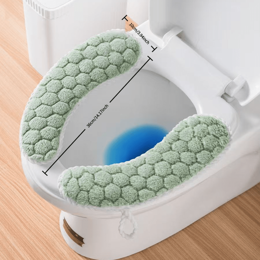Soft Plush Toilet Seat Covers, Non-Slip Split Toilet Seat Pads with Elastic Straps and Hanging Loop, Universal Fit for Standard Household Toilets, Washable and — image 2