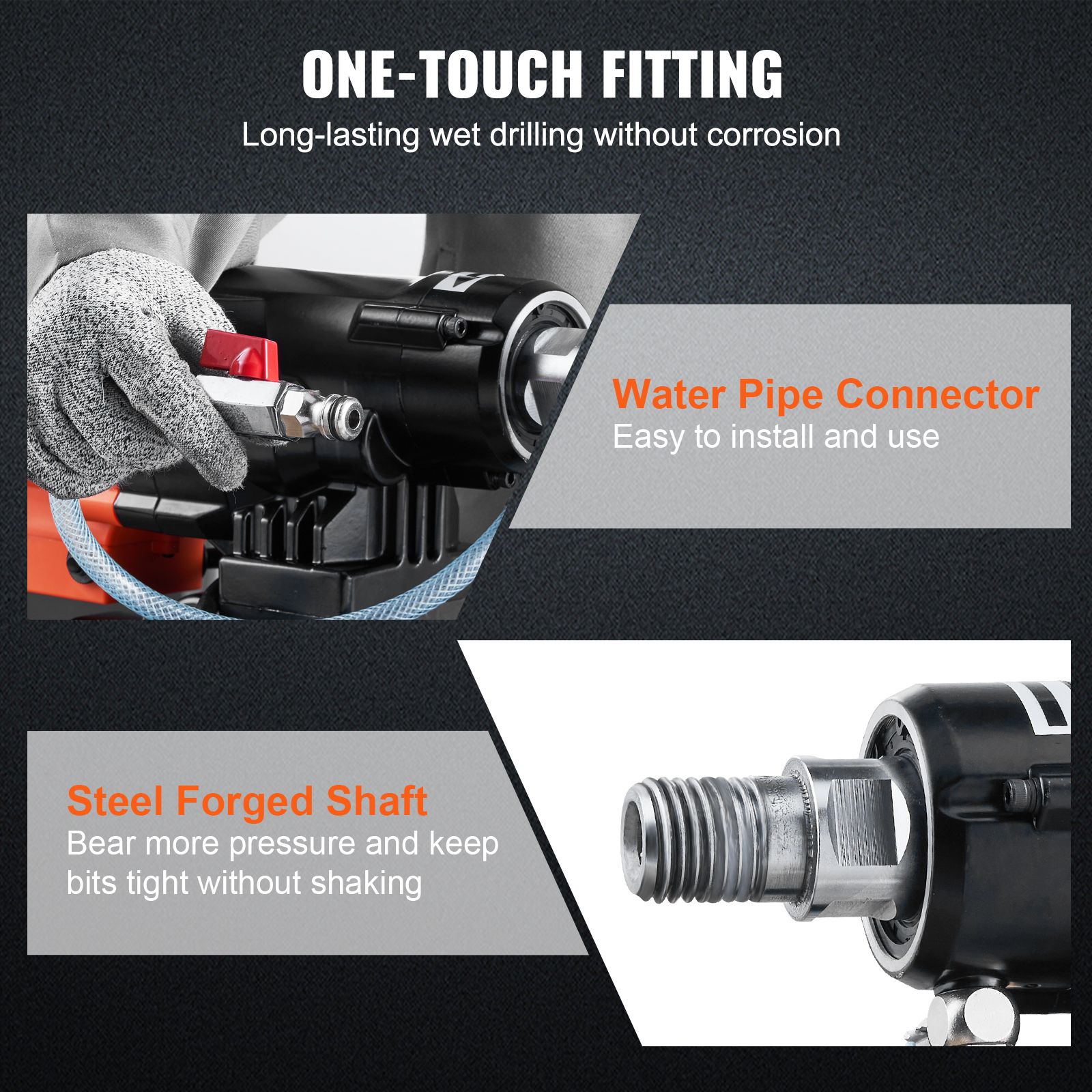 Diamond Core Drilling Machine, 8in Wet&Dry Concrete Core Drill Rig with Stand, 750RPM Speed & 1-1/4" 5/8" Thread & Lifting Handle, 8in Drilling Diameter for — image 4
