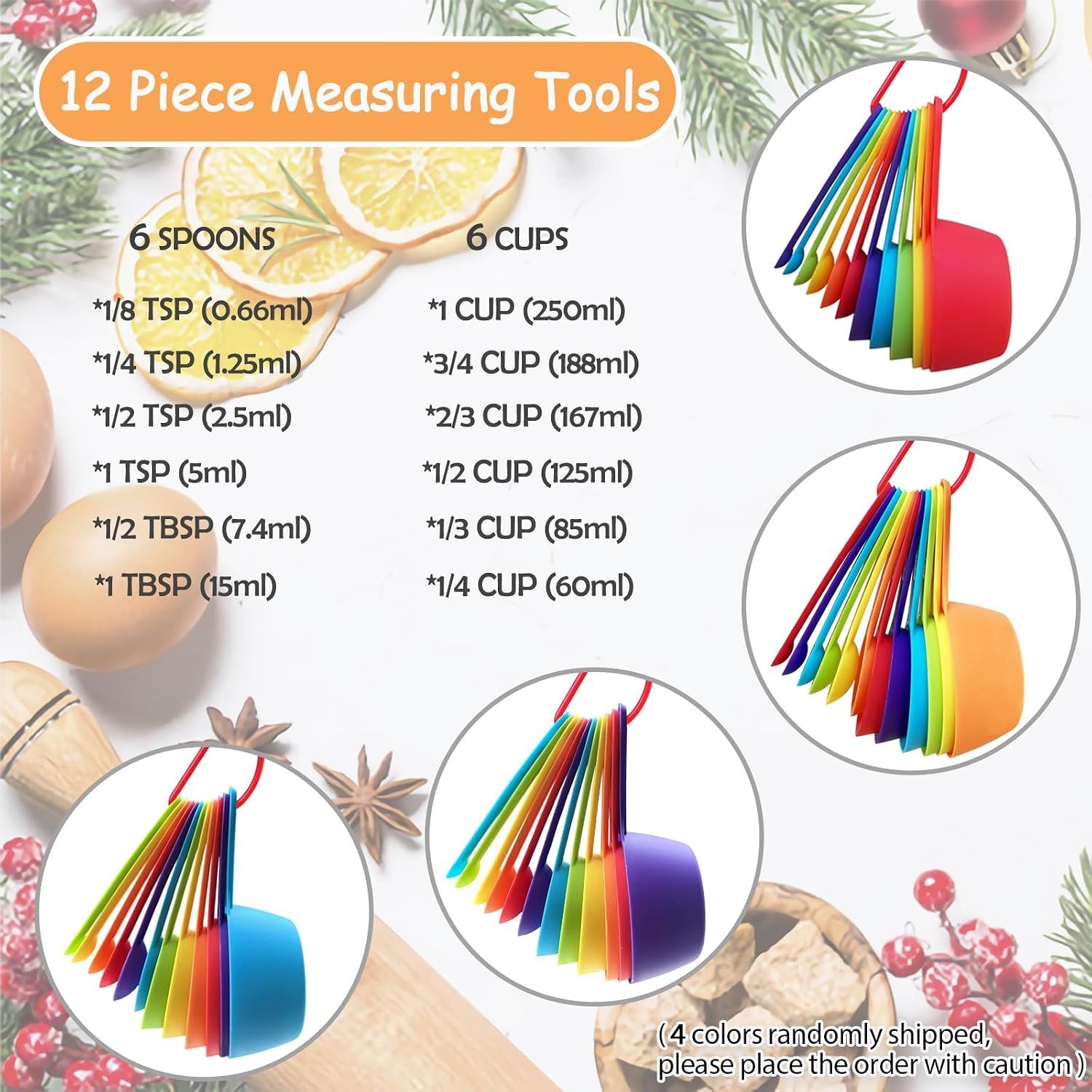 12 Piece Measuring Cups and Spoons Set Dishwasher Safe — image 4