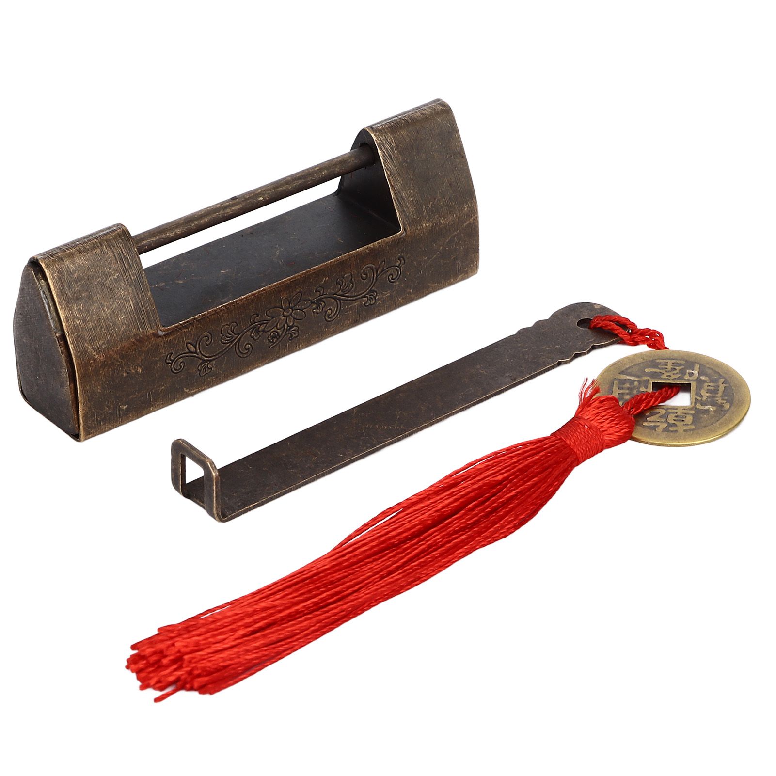 Antique Chinese Padlock 1.7in Spacing Durable Fadeless Brass Vintage Widely Used Chinese Style Padlock for Box Cabinet — image 5