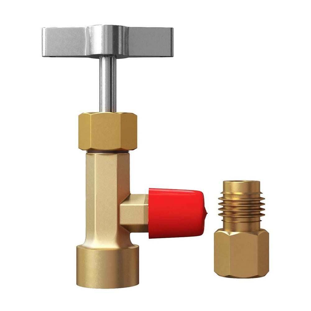 R134A A/C Can Tap With Tank Adapter For 1/4" And 1/2" Ac Charging Hoses 1/2/'/' Acme Female 1/4/'/' Sae Male For Direct Connection As Shown