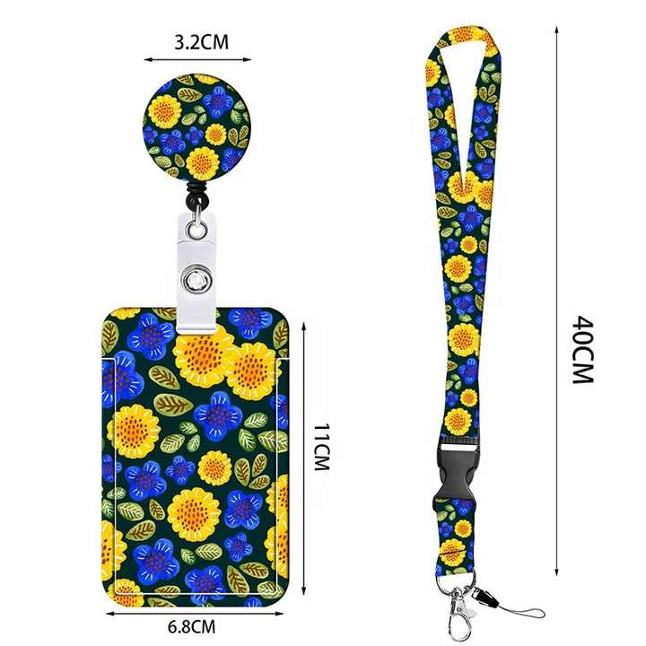 2 Pcs Blue and Green Retractable Badge Reel & ID Card Holder Set with Lanyard - Durable ABS Plastic โ image 3
