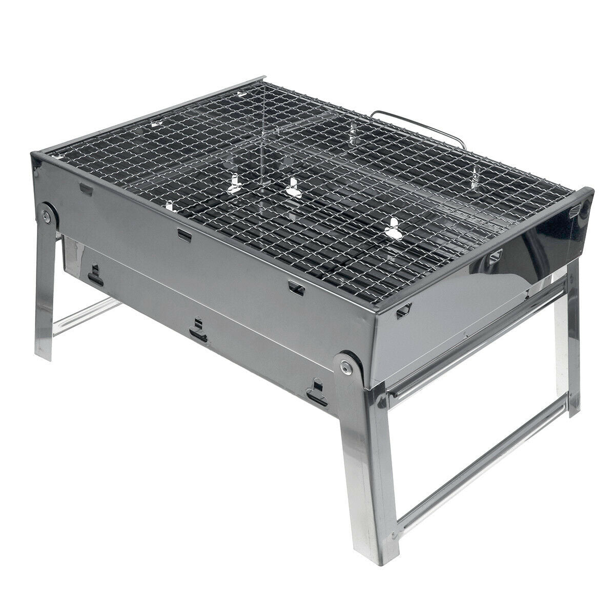 Portable Stainless Steel BBQ Charcoal Wood Outdoor Barbecue Grill Camping Picnic — image 3