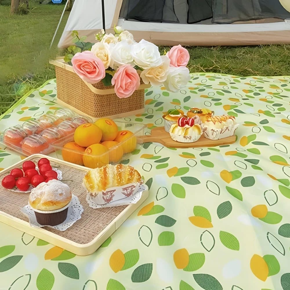 Waterproof Picnic Mat Foldable with Carrying Handle for Camping Beach Park Outdoor Activities, 100x150cm, Dark Green — image 2