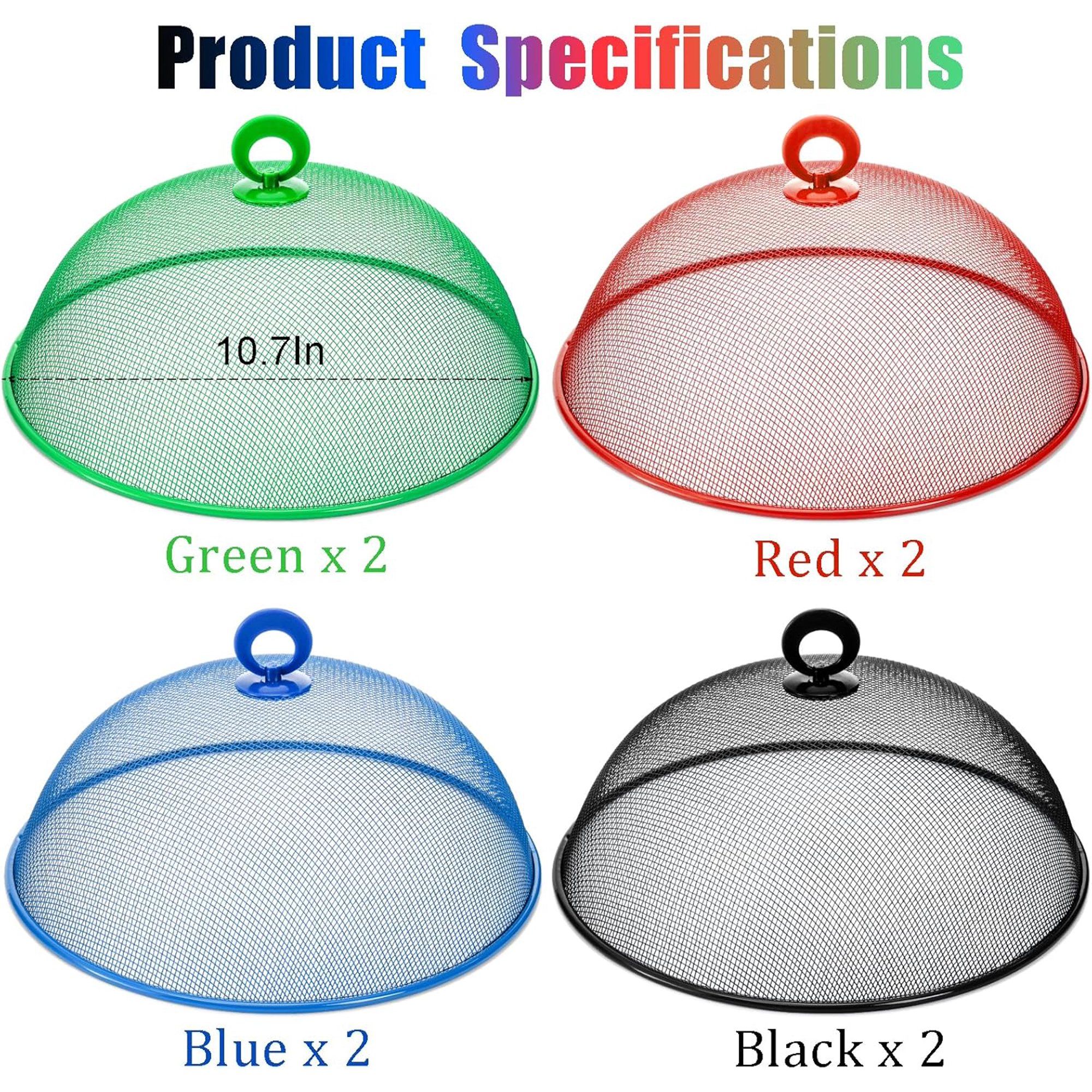 8 Pack Mesh Metal Food Covers, Round Outdoor Picnic Food Tents for Dinner Plates BBQ Camping Party, 10.7 in — image 2