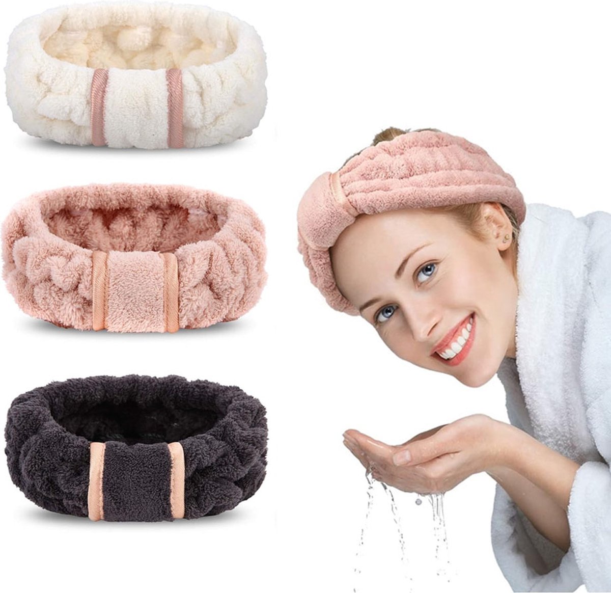 Headbands - Set of 3 - Stretchable - Face Headbands - Makeup Headbands - Cosmetic Headband - Spa Headband - Headbands for Women - Headband for Women and Girls