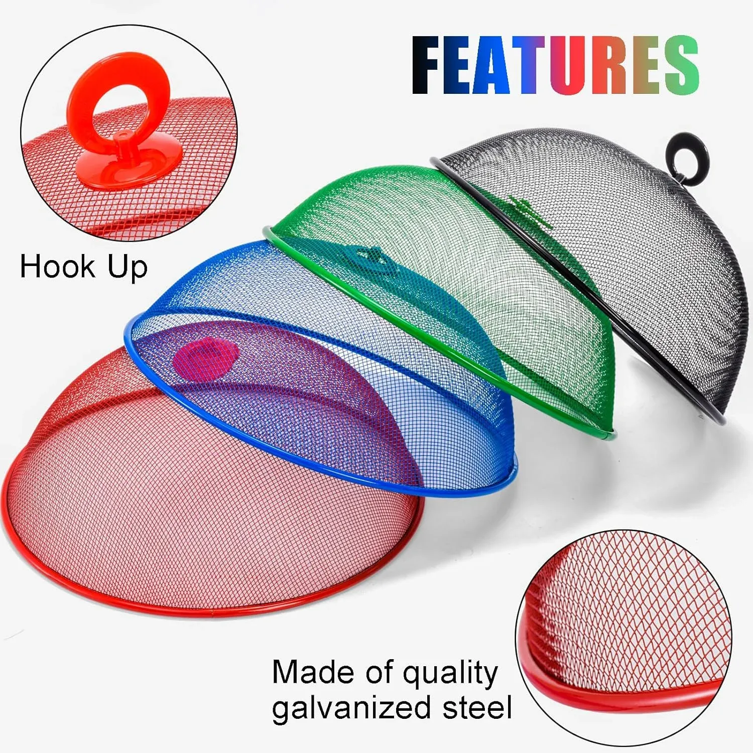 8 Pack Mesh Metal Food Covers, Round Outdoor Picnic Food Tents for Dinner Plates BBQ Camping Party, 10.7 in — image 3