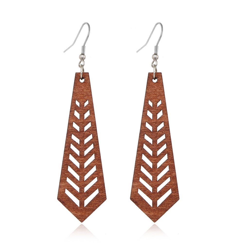 Wooden Hoop Earrings for Women Retro Black African Bohemian Wood Teardrop Geometric Lightweight Earrings-5pcs โ image 2