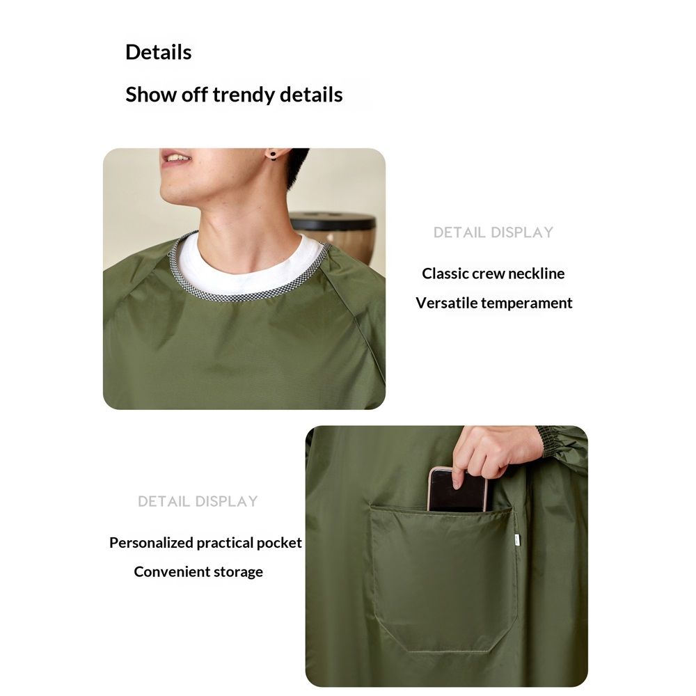 Waterproof Apron Sleeves,Black work shop Aprons for Lab Work, Water Proof Aprons Neckline Edging Design Elastic Cuffs Workwear with Pockets（black） — image 5