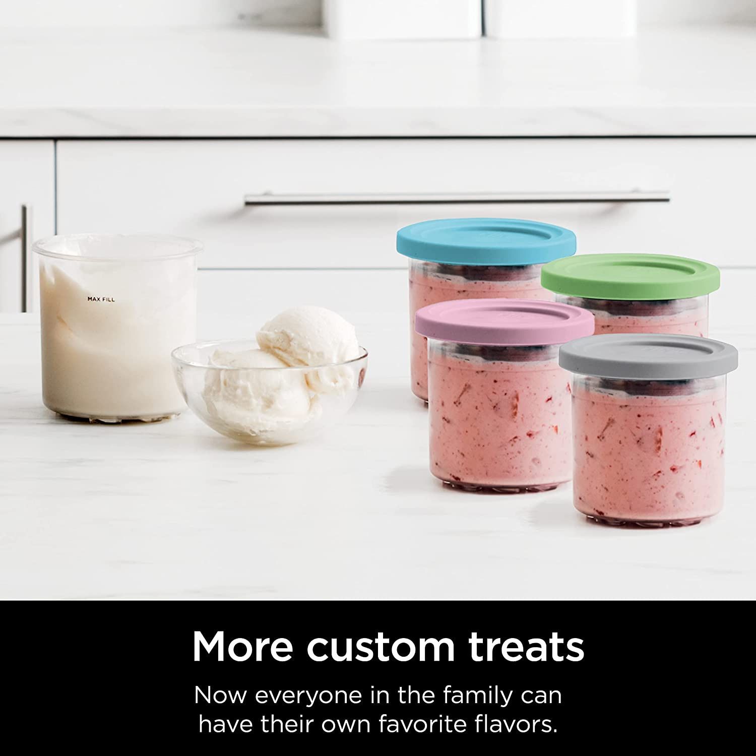 Containers Replacement for Pints and Lids - 4 Pack 16oz, Compatible with Series Ice Cream Maker, Dishwasher Safe — image 3