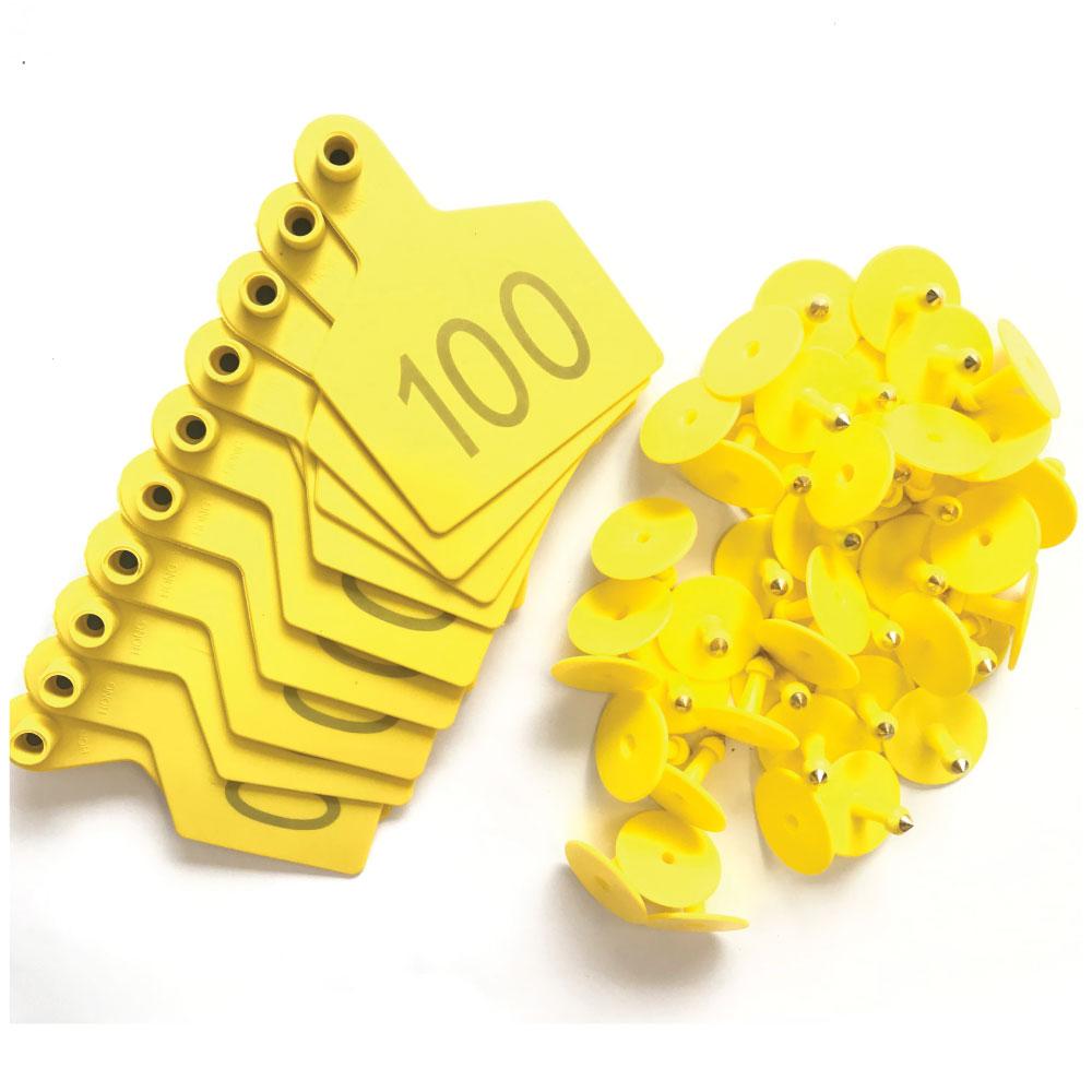 1-100 Cattle Number Ear Tags 7.5 × 10cm Set - XL Yellow Cow Sheep Livestock Labels — image 2