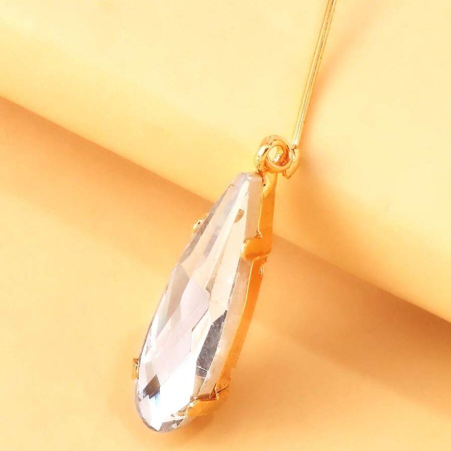 1pc Luxurious Teardrop Ear Clip, Water Drop Design with Simulated Rhinestones, Silver-Plated Elegant Ear Jewelry, Perfect Gift for Mom Silvery — image 4