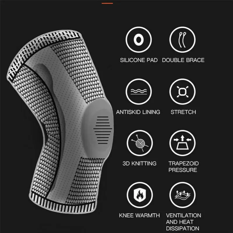 Black Knee Compression Sleeve for Sports, Arthritis Relief, Silicone Support, Size L โ image 2