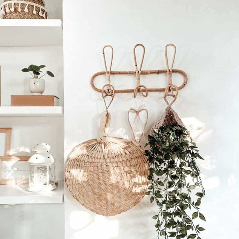 Rattan Wall Hooks Wall Coat Rack Wall Hook For Kids Clothes Hats And Clothing — image 2