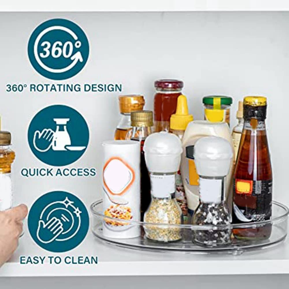 Kitchen Organizer Plastic Turntable Transparent Plastic PET Turntable Storage Rack Spice Cosmetic Rack — image 2