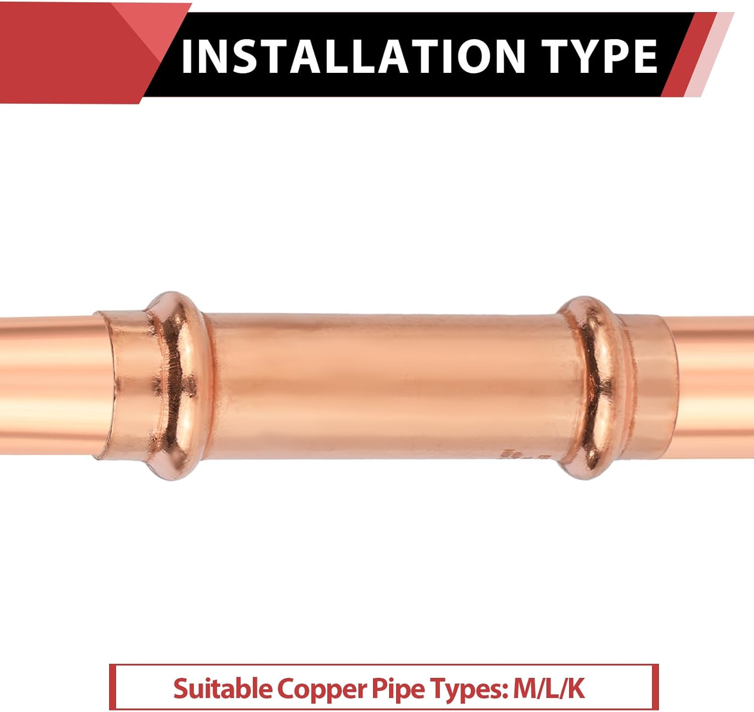 (Pack of 10) 1/2" x 1/2" Copper Press Fit Extended Coupling Fittings, No Stop,(PRESS028) — image 4