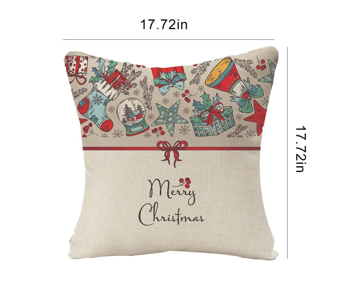 Merry Christmas Throw Pillow Covers 18x18 Inch, Xmas Trees Decorative Cushion Cases for Home Decoration - Navy Blue — image 2