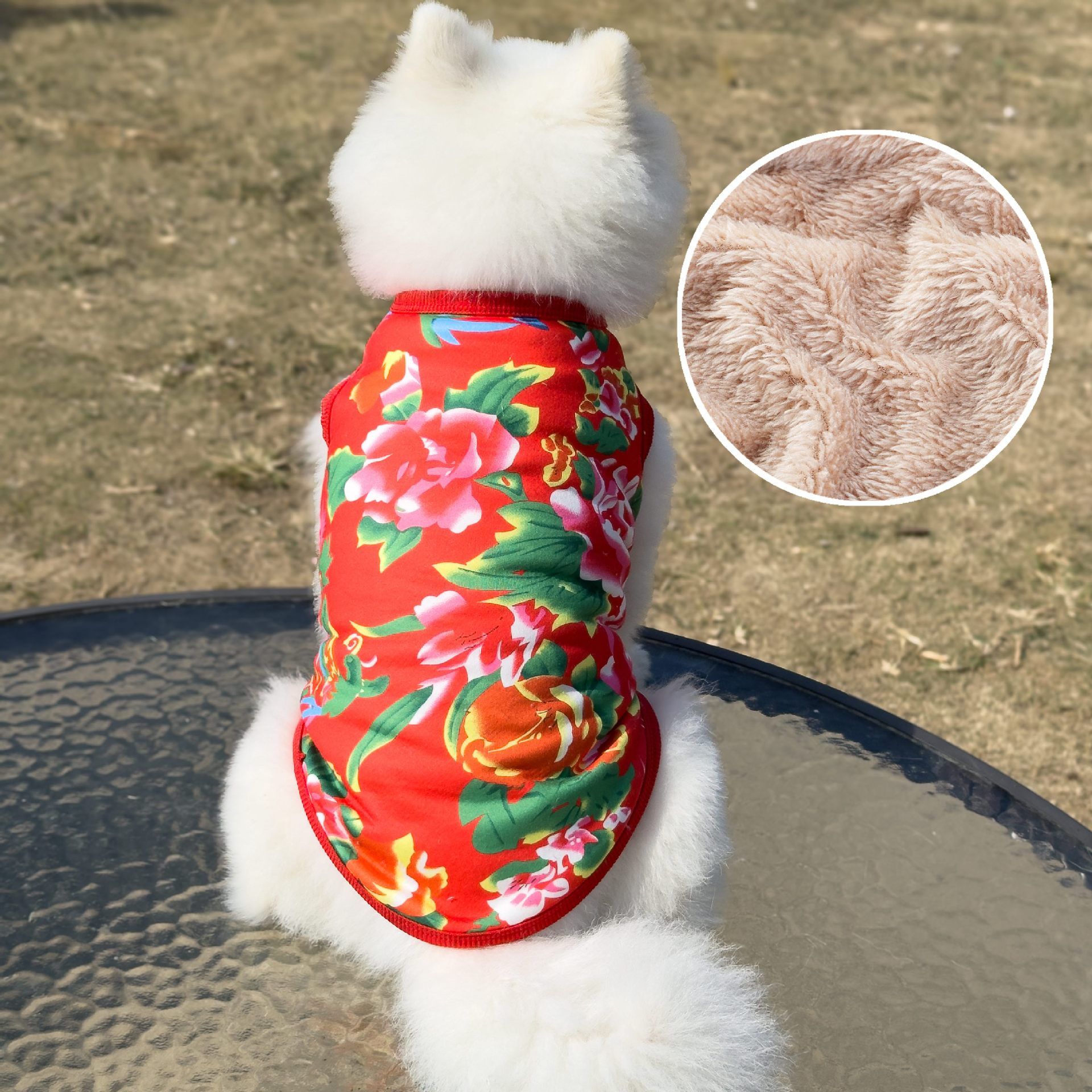 Winter Dog Vest Polyester Fleece Lined Cartoon Print Get rich [plus velvet and thickening] Xs bust 30cm, back length 20cm [recommended 0.5-1.0kg ] — image 2