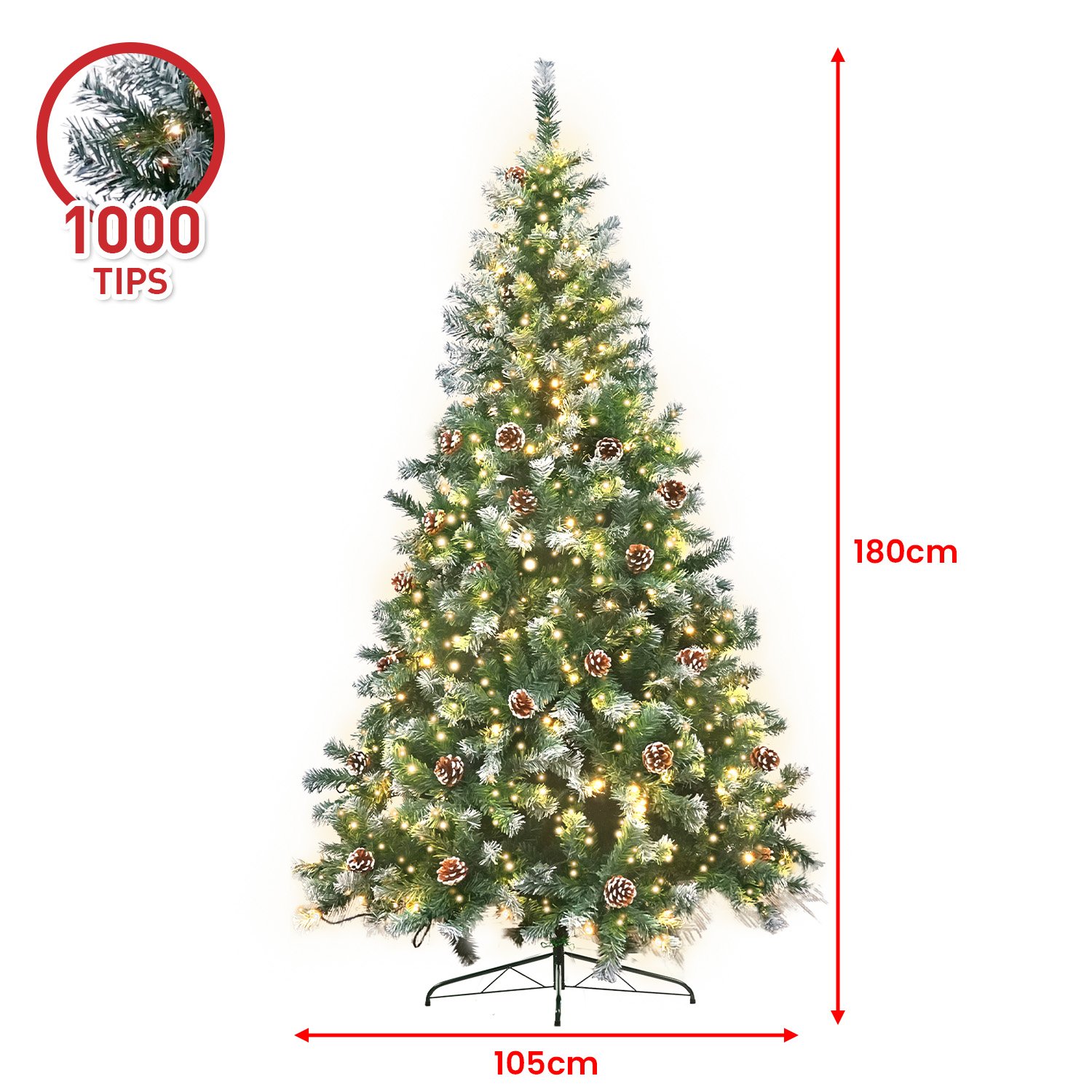 Christabelle 1.8m Pre Lit LED Christmas Tree Decor with Pine Cones Xmas Decorations โ image 4