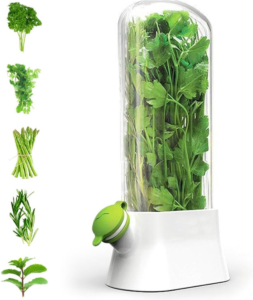 Herb Container - Herbs - Herb Jars - Fresh Keeper - Herb Vanilla Storage Container - BPA-Free - Keep Fresh - Coriander, Asparagus, Parsley and Mint - Free Herb