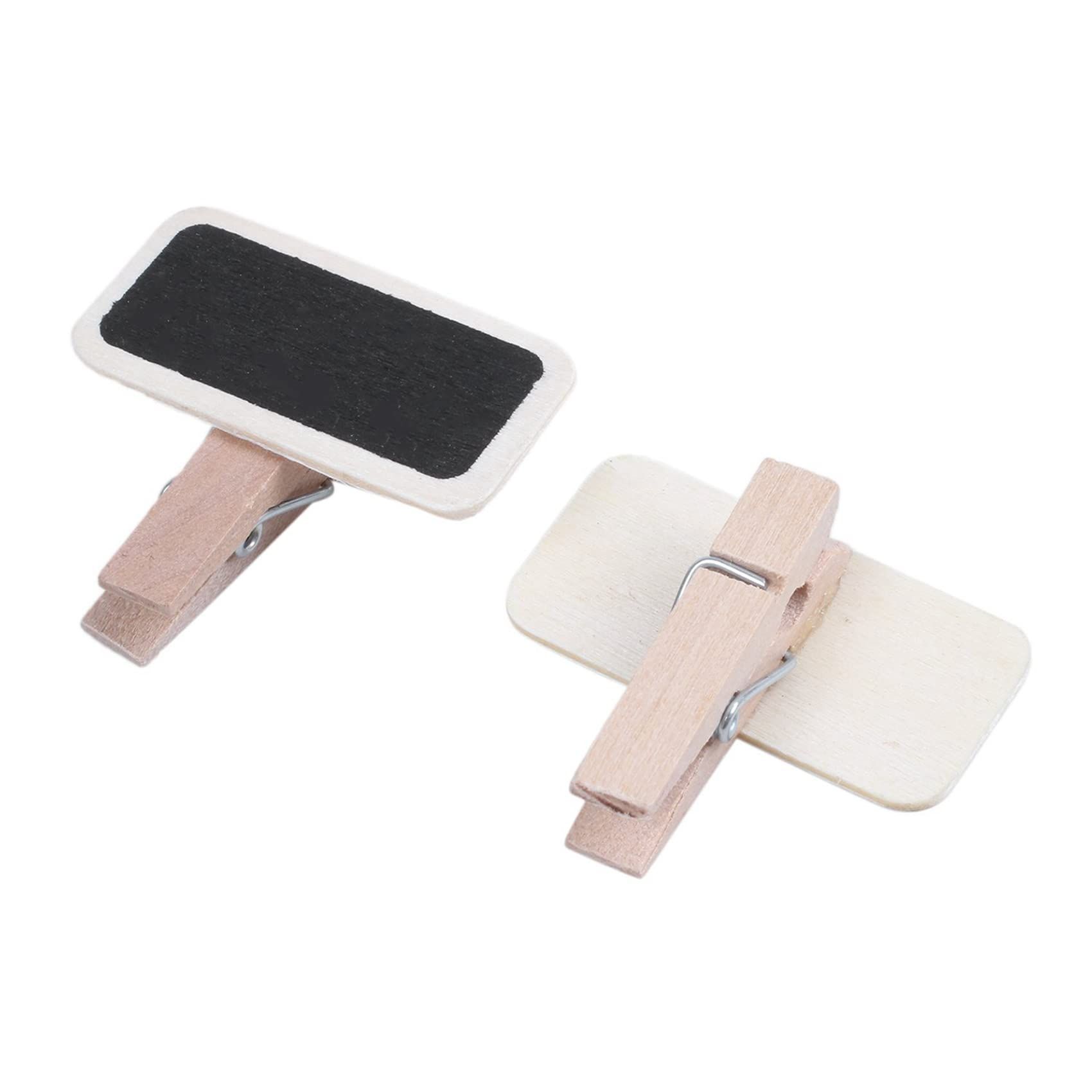 Mini Blackboard Wood Message Rectangle Clip Panel Card memos Label Price Place Number Table 50 pc — image 2