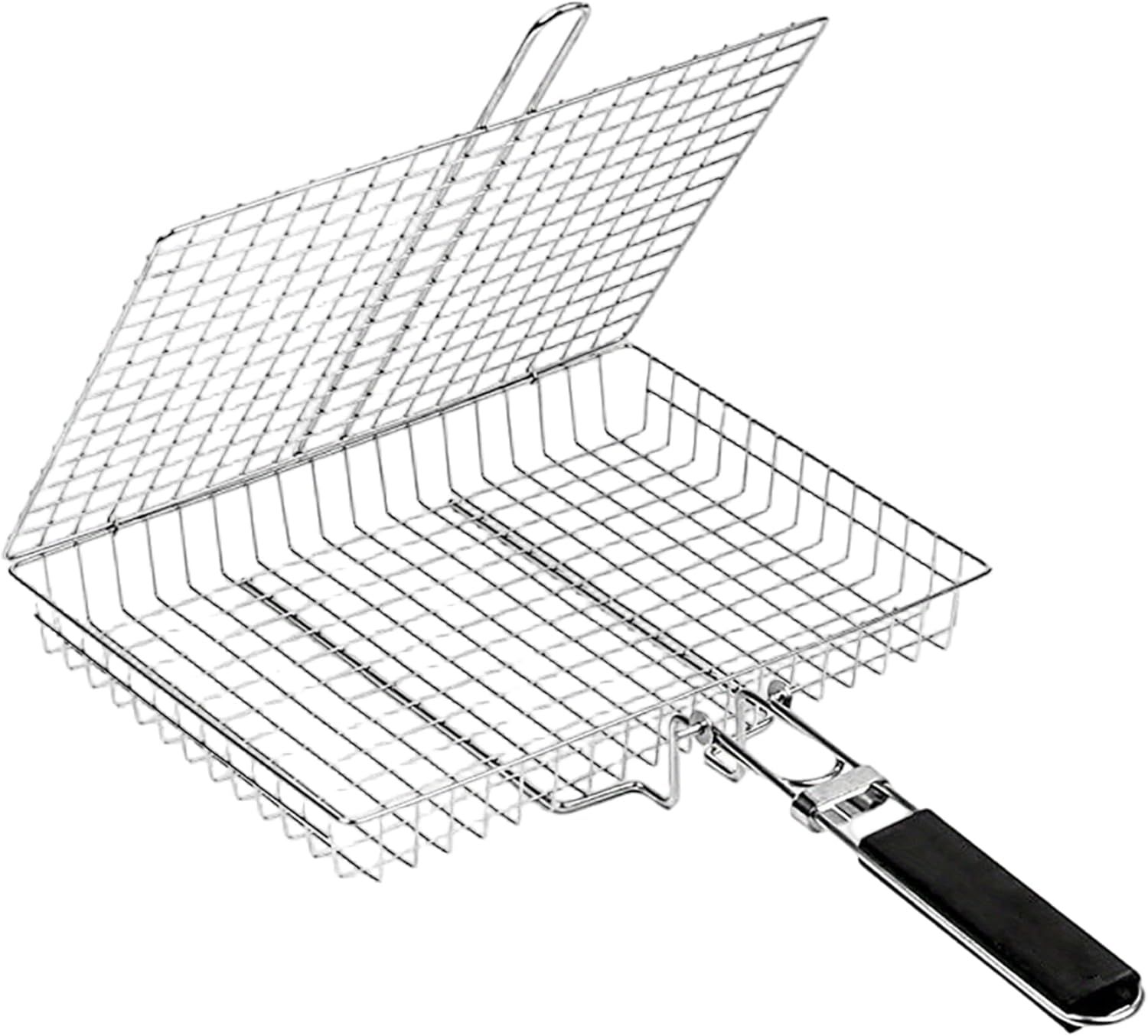 Grill Basket Large Portable Folding BBQ Camping Grilling Rack for Fish, Vegetables, Shrimp, Barbeque Griller Cooking Accessories, Grilling Gifts