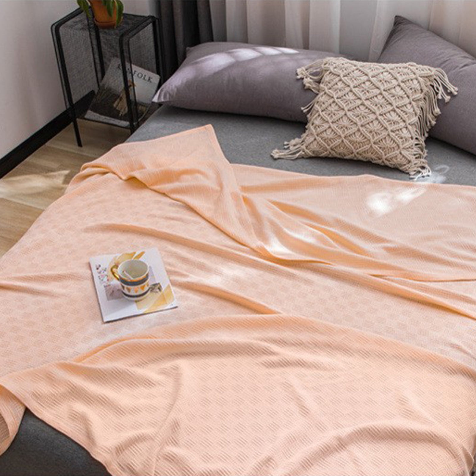 59x39" 100% Cottons Blanket, Soft and Breathable Bed Blanket, Multi-functional Bed Blanket for All Season, Machines Washable Bed Couch for Home Living Room — image 4