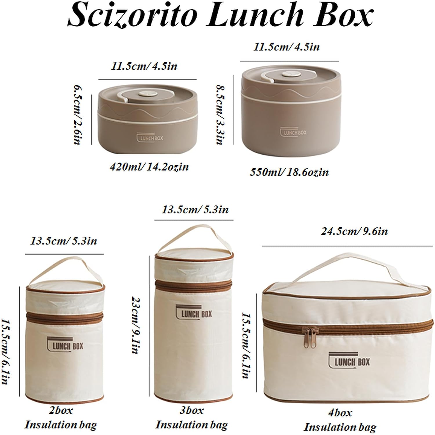 3-Pack Brown 304 Stainless Steel Microwave-Safe Lunch Box Set - Stackable Insulated Bento Containers for Office & School — image 5
