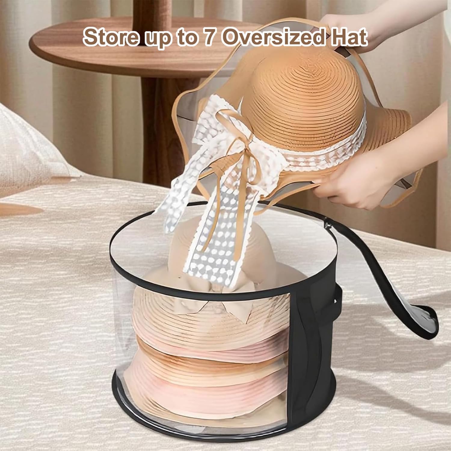 Oversized Transparent Hat Storage Bag for 5-7 Hats Men Women Portable Cowboy Hat Case with Zipper Handle Dustproof Multipurpose Organizer — image 3
