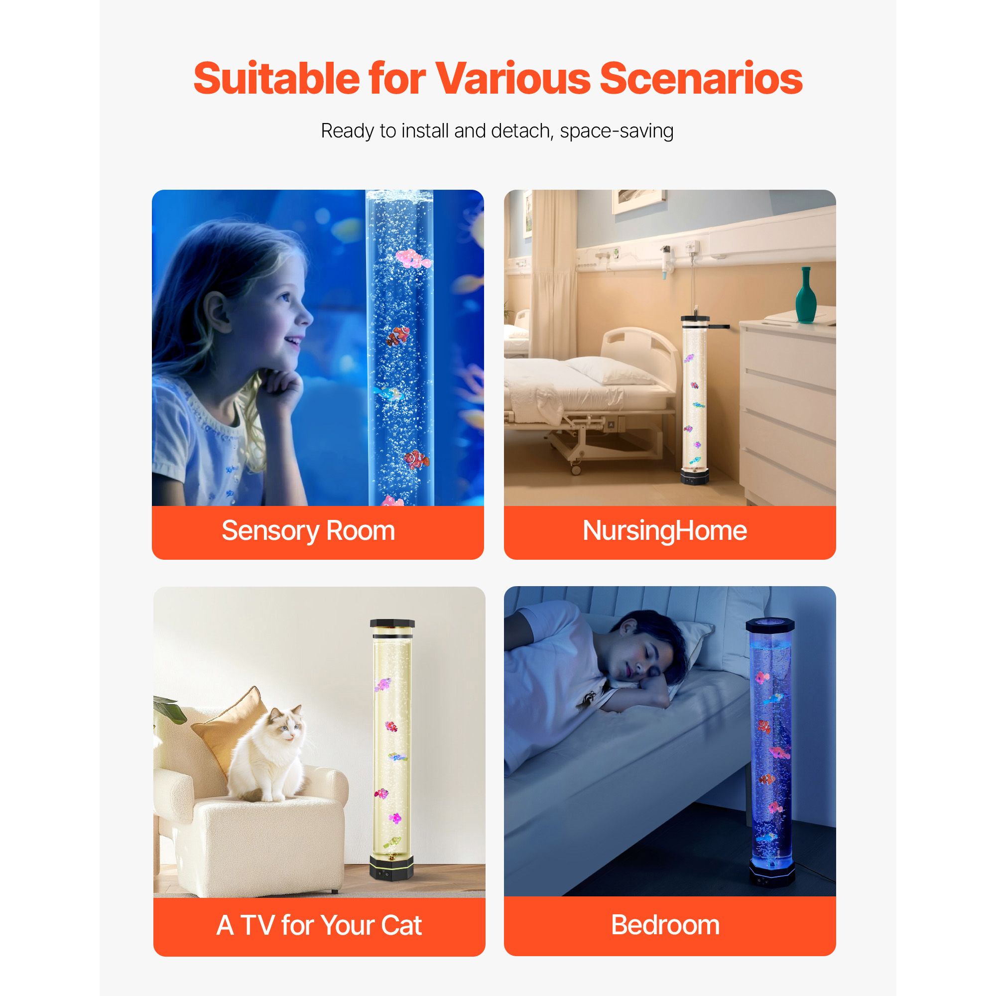 Bubble Tube Lamp 16 Color 80 cm Sensory Aquarium Lamp for Relief Calming — image 6