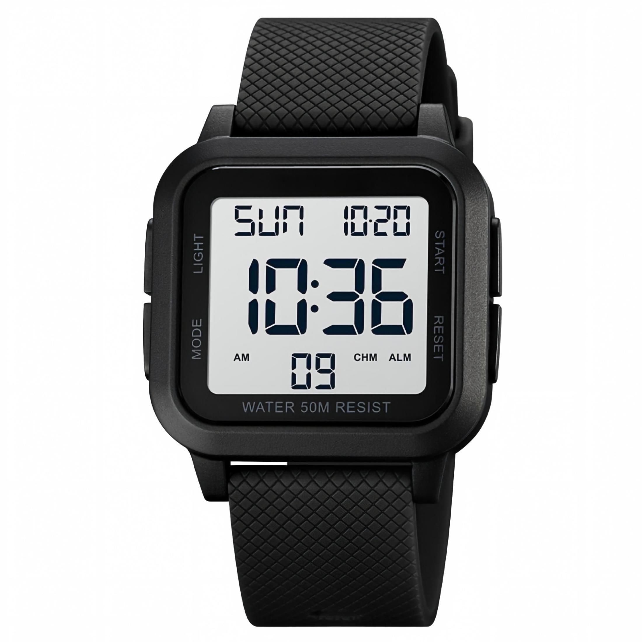 Men Analog Digital Military Sports Watch, 50M Waterproof Outdoor Wrist Watch with Backlight Stopwatch Alarm, Classic Black