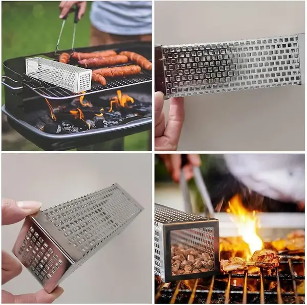 Stainless Steel Pellet Smoker Tube, BBQ Wood Chip Smoker Box for Hot and Cold Smoking on Gas and Electric Grills, Silver, 15 cm — image 3