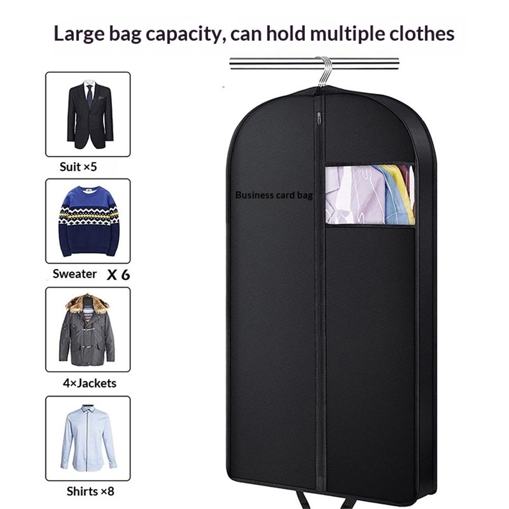 Garment Bag 59-Inch – Non-Woven Hanging Clothes Storage Cover for Suits, Dresses & Coats, Zippered for Closet or Travel (black,Dust bag only) — image 3