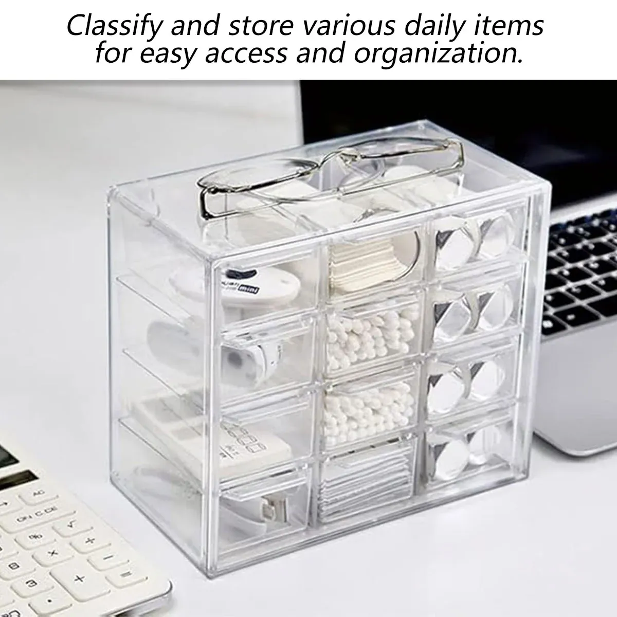 Storage Organizer Box Mini Plastic Desktop Drawers Desk Craft Cabinet For Office - 9 Grids โ image 6