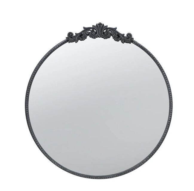 Baroque Black Round Mirror 81cm