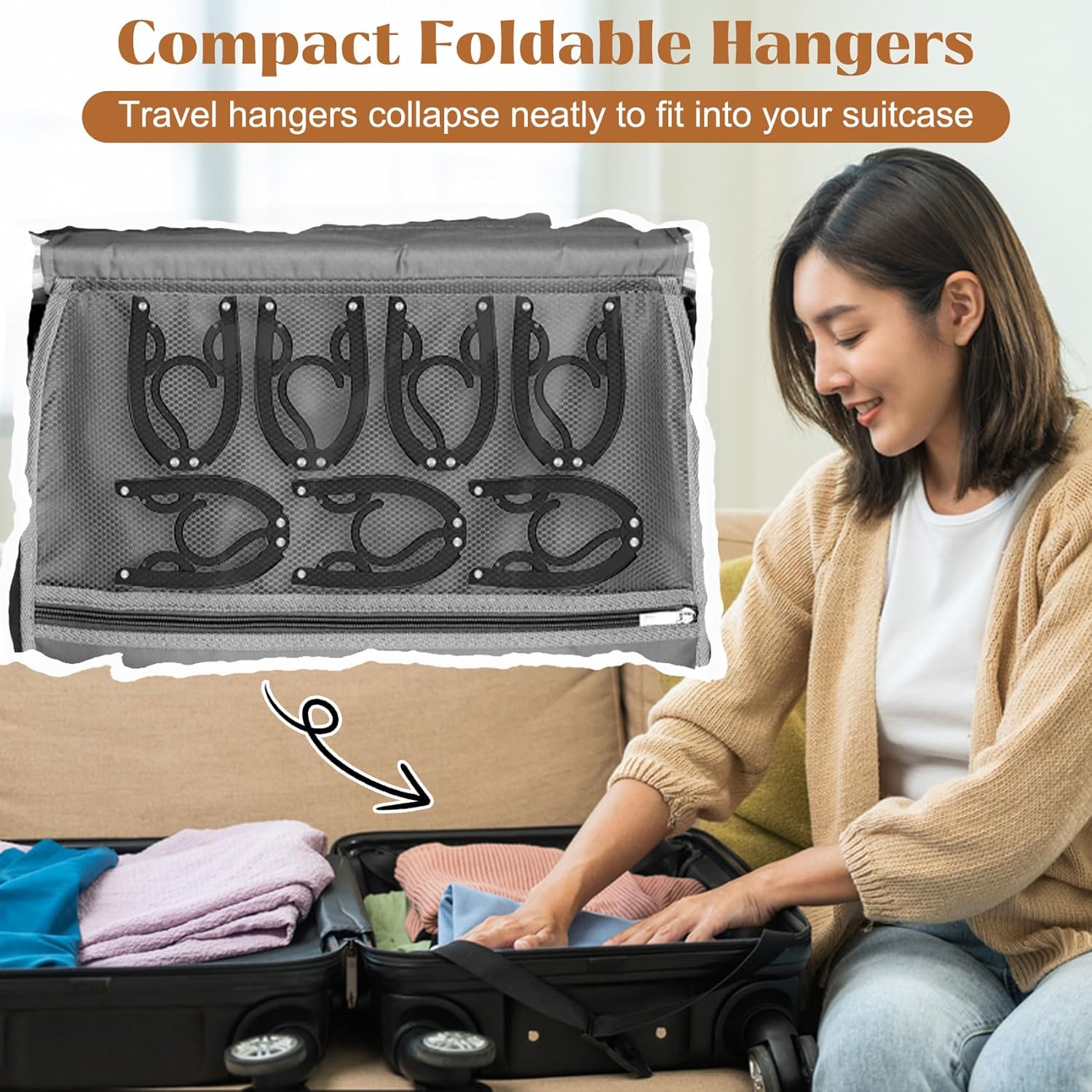 12 Pcs Portable Travel Hangers for Cruise Ship Essentials 2026, Plastic Folding Foldable Hangers Clothes Drying Rack Travel Accessories for Suitcase, RV — image 4