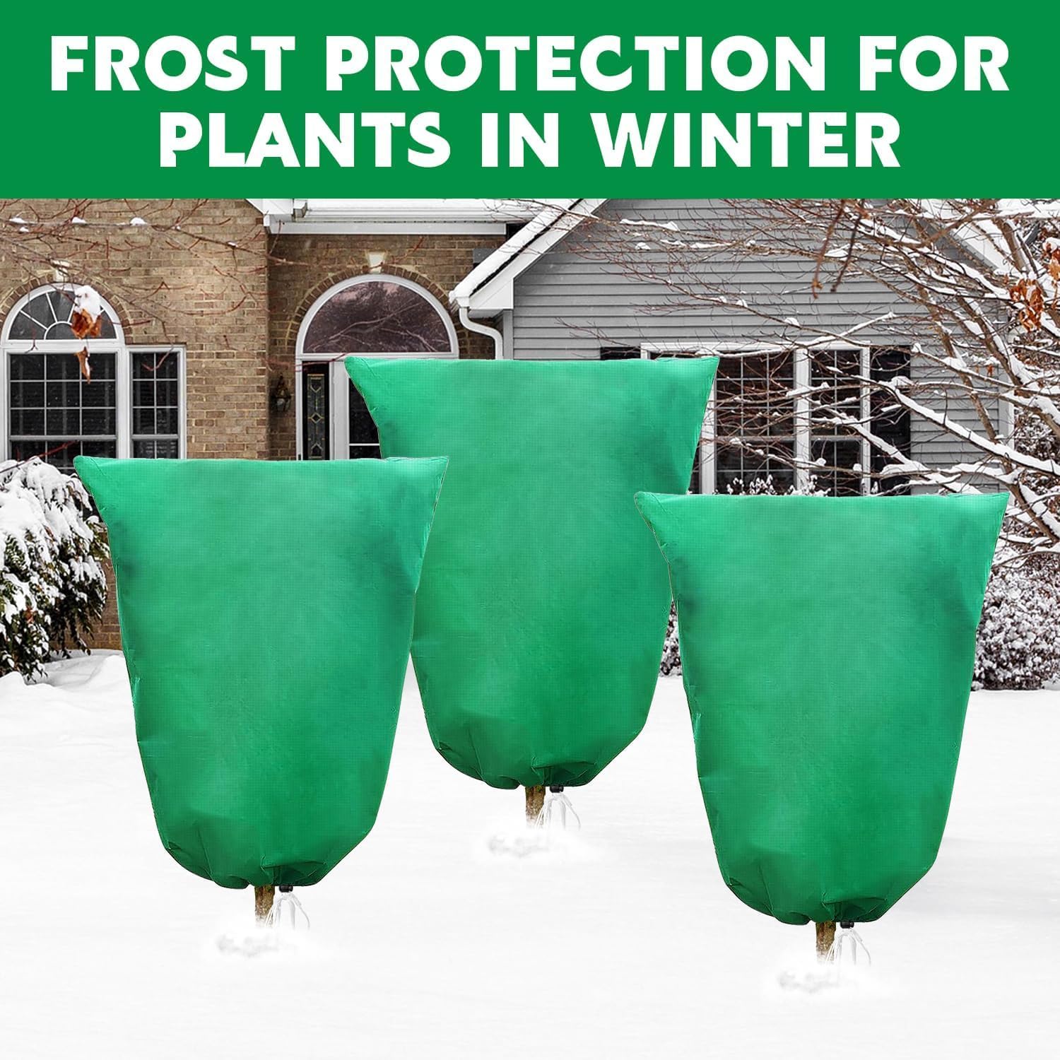 Winter Plant Frost Protection Covers 120x180cm Green 2 Pack Durable Garden Tree Shrub Cold Weather Shield — image 5