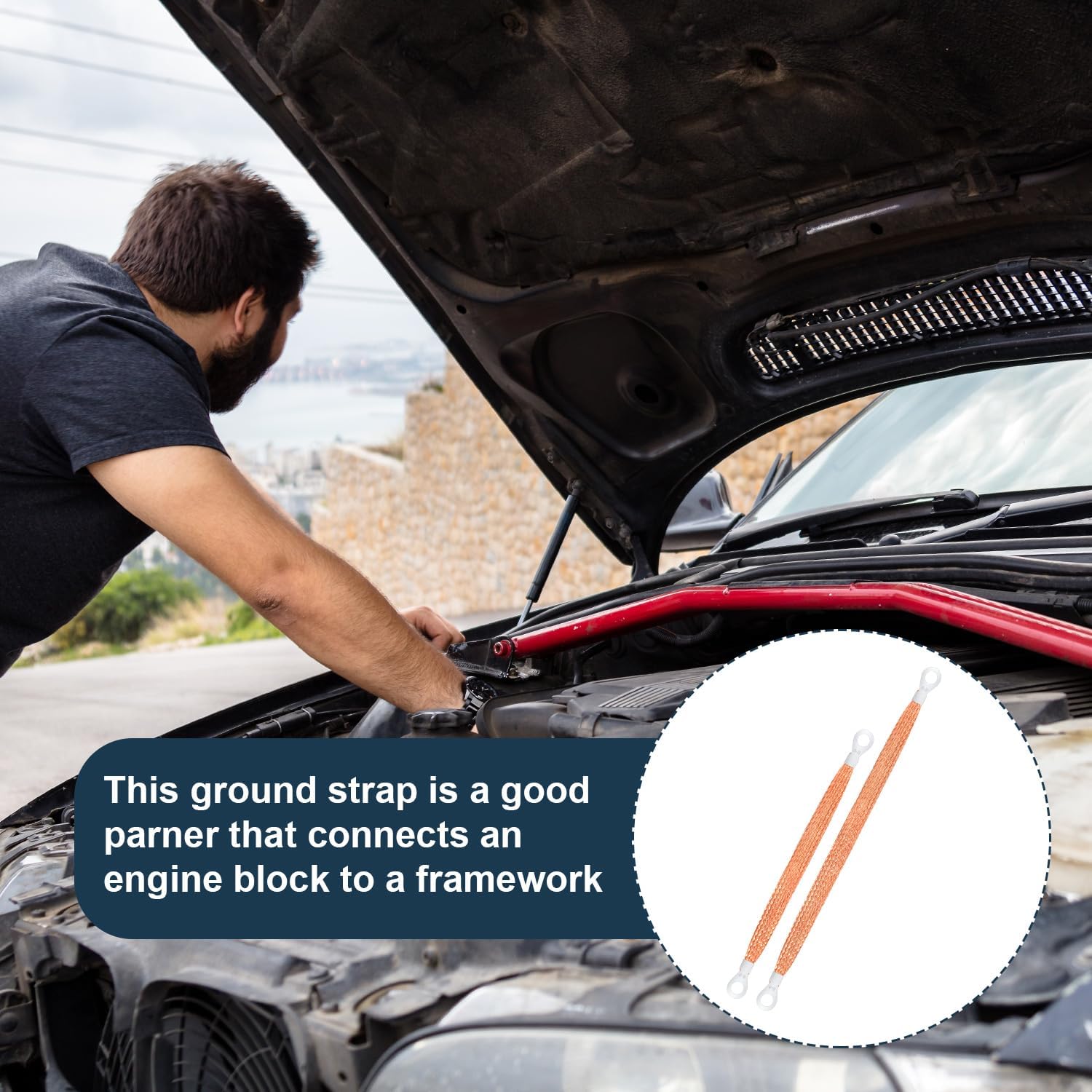10pcs Universal Automotive Ground Straps, 10/12 inch Engine Ground Strap Kit Braided Copper Ground Straps Automotive Ground Strap Wire Ground Strap Connectors โ image 4