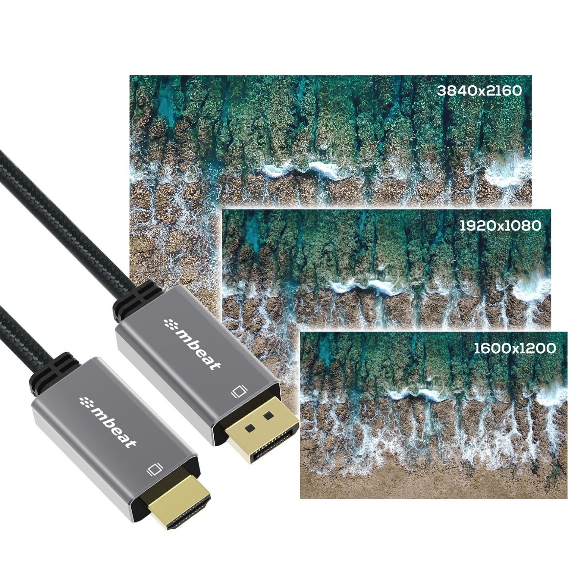 mbeat Tough Link 1.8m 4K/60Hz Display Port to HDMI Cable - Space Grey โ image 4