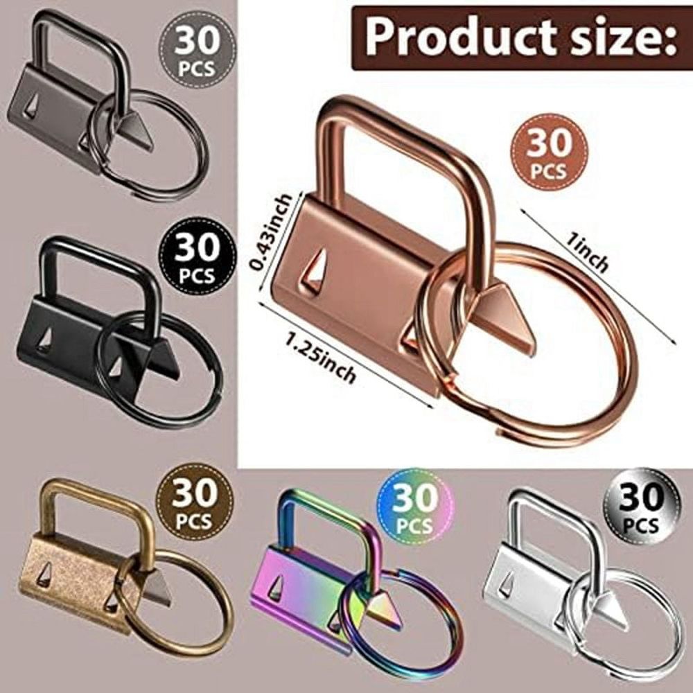 180 Pcs Key Fob Hardware 6 Colors Keychain Wristlet with Ring Chain 1 Inch — image 5