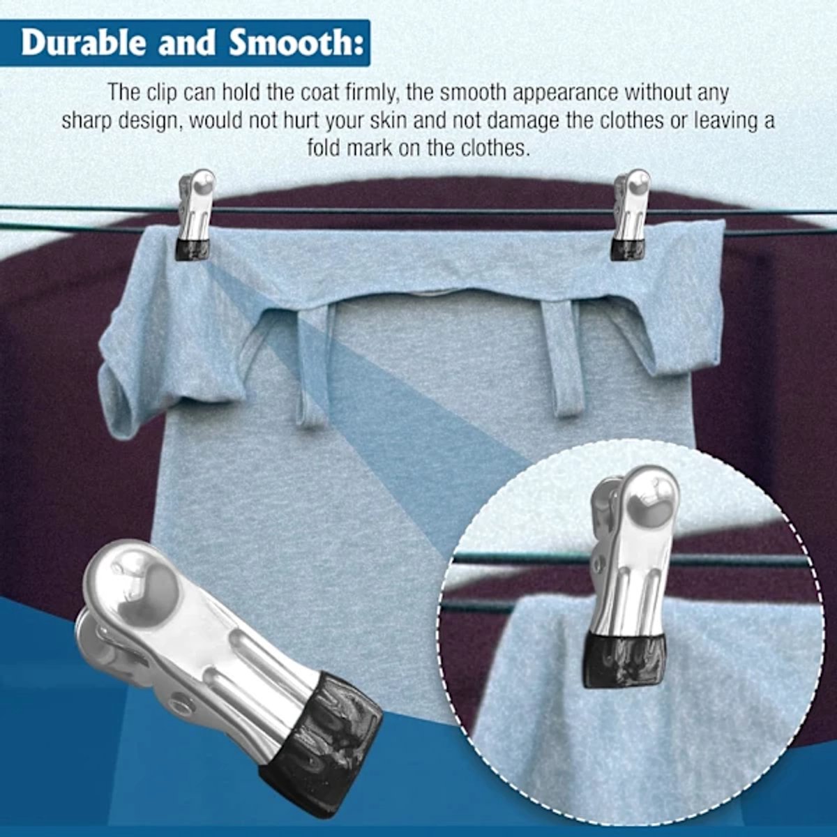 Stainless Steel Clothes Clips 40-piece – Strong, for outdoor use — image 3