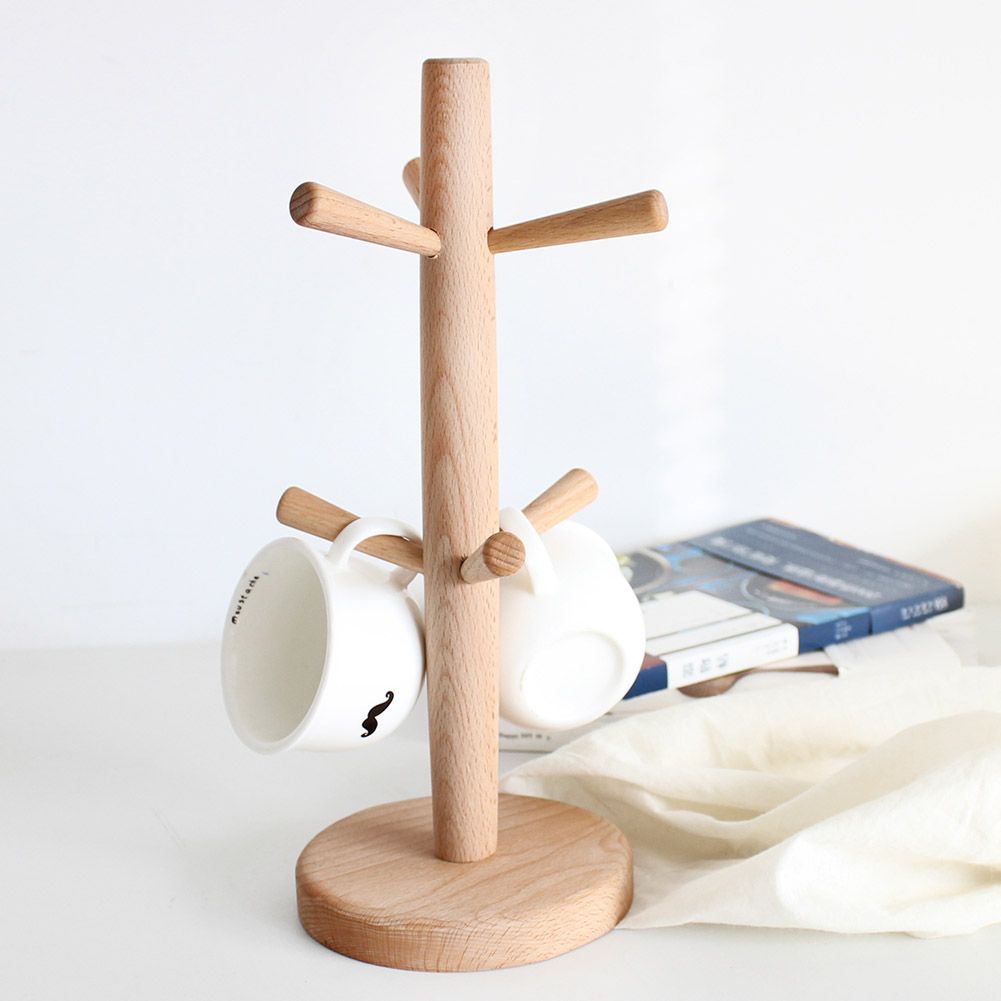 Wooden Tree Shape Mug Drying Cups Storage Rack Holder With 6 Hooks Home Kitchen Drain Hanger Stand โ image 3