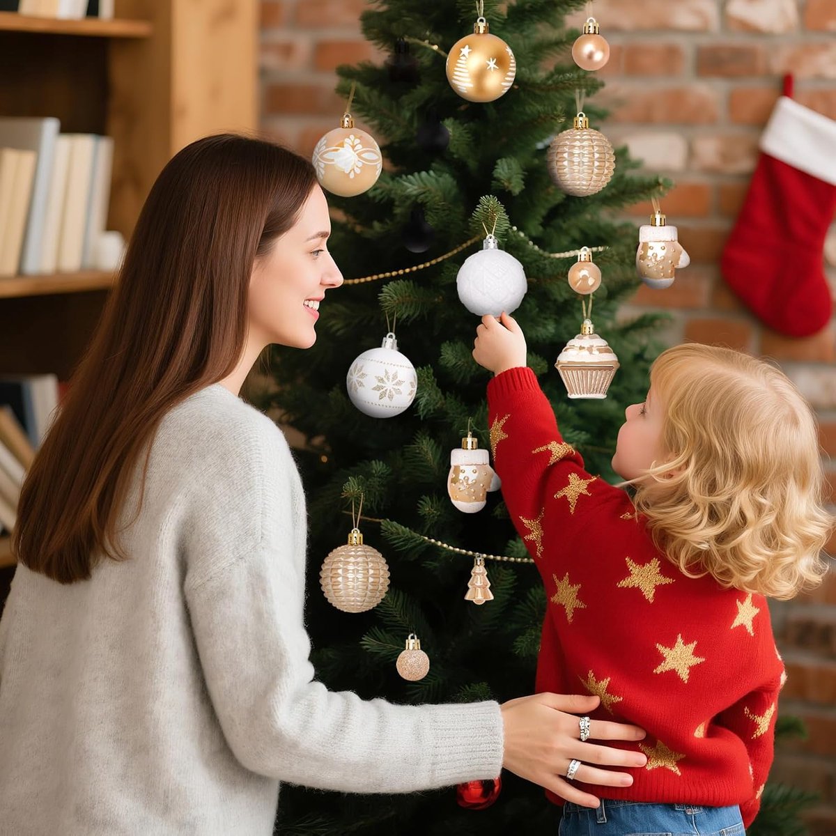 42 Christmas Tree Ornaments - Unbreakable Baubles - Various Styles for Christmas Tree Ornaments - Indoor Christmas Decorations for Home and Parties - Gold and — image 3