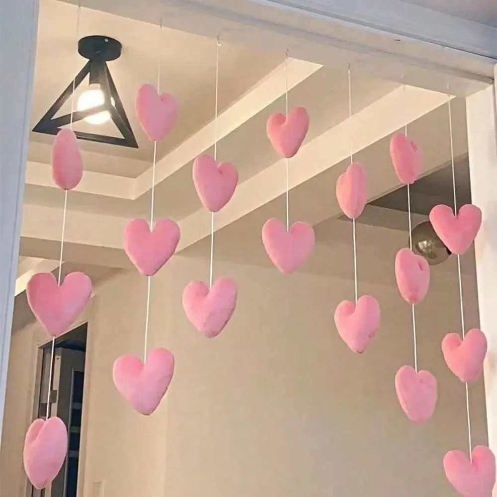 Pink Heart Shaped Door Hanger Door Curtains Cute Partition Hanging Curtains Room Decor Valentine s Day Ornaments Home Wall Birthday Wedding Mother s Day Gift — image 3