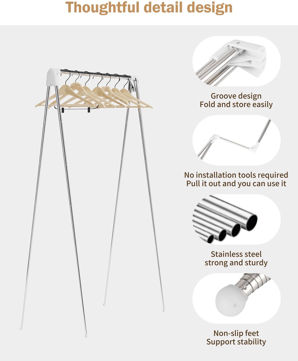 Travel clothes hanger - folding clothes hanger - clothes rack - Wasrek folding clothes rack - suitable for travel - folding clothes rack — image 4