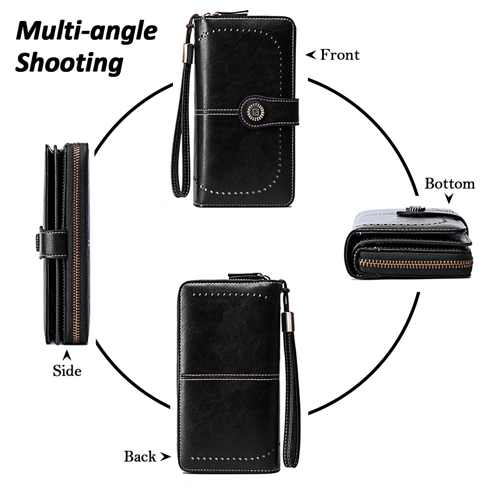 Leather Wallet Women Rfid Blocking Large Capacity, Zip Around Long Wallet - Pu Phone Clutch Purse, Trifold Ladies Wallets Coins Zipper Pocket with Id Window — image 6