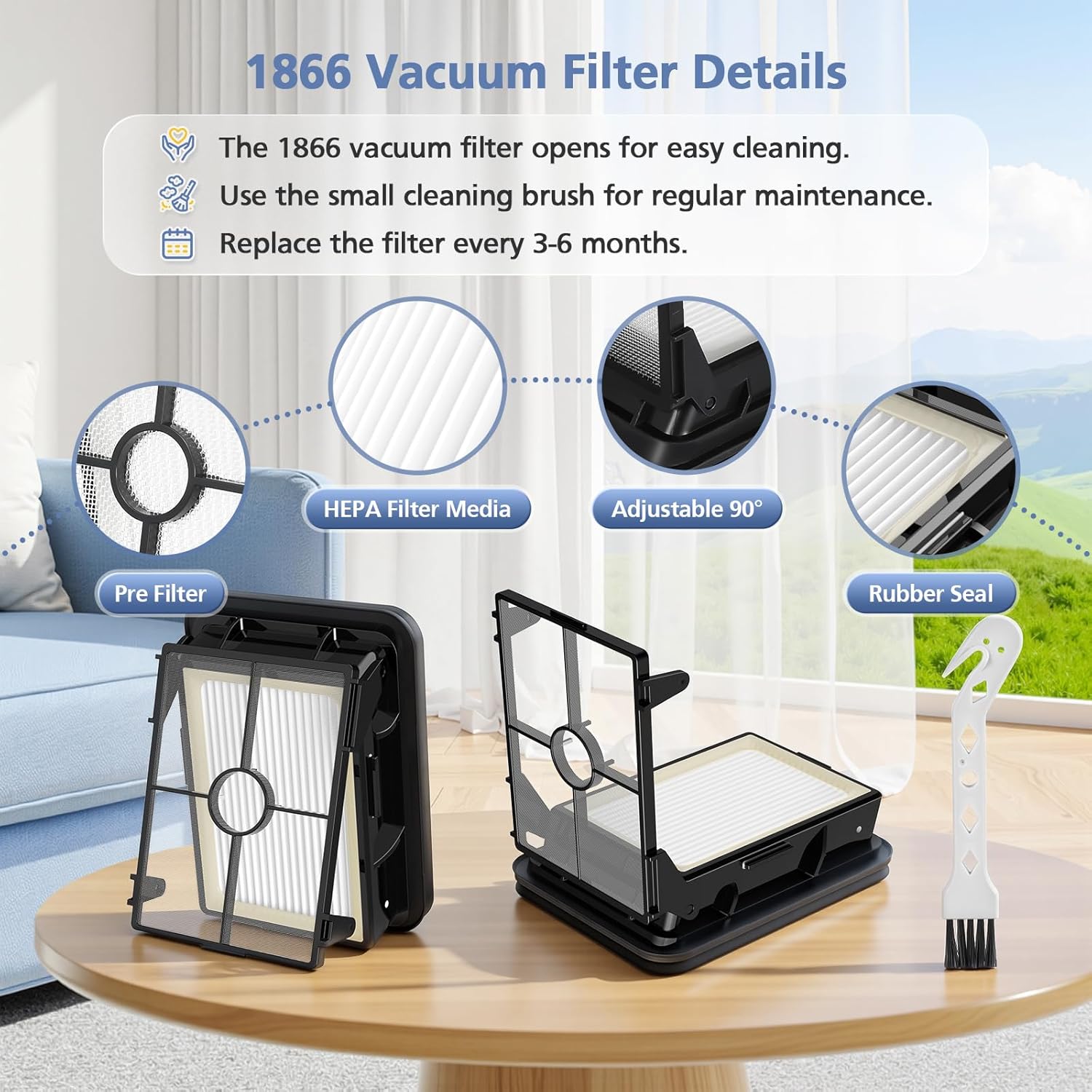 3 Pack Multi-Surface Brush Rolls 2787 and Vacuum Filters 1866 Compatible with Bissell CrossWave Max 2554 2554A 2590 2593 2596, for HydroSteam Plus 35151 3515 — image 5